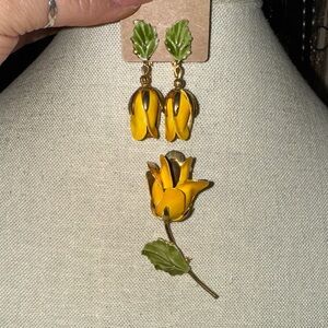 Vintage Botticelli Enamel Floral Jewelry Set